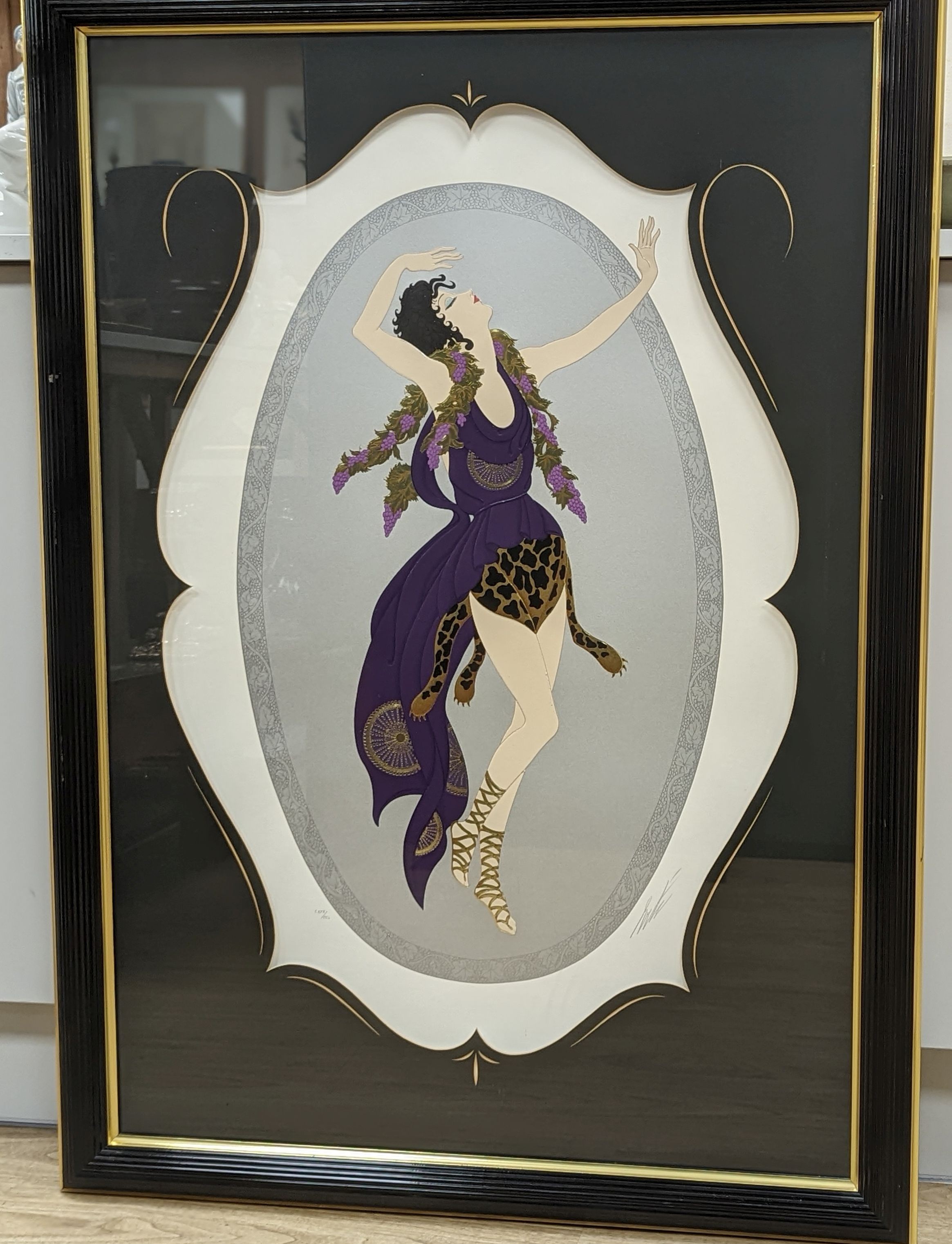 Romain (Erté) De Tirtoff (1892-1990, Russian), serigraph, Dancing Baccante, signed in pencil, CXXV/CCL, 84 x 60cm